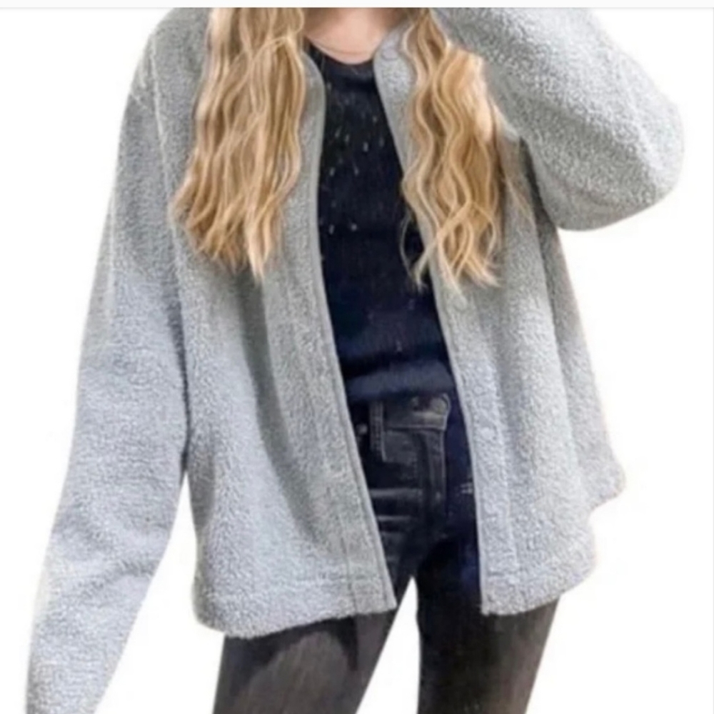 Joie Sherpa Teddy Lightweight Shacket Jacket Sz M slate blue